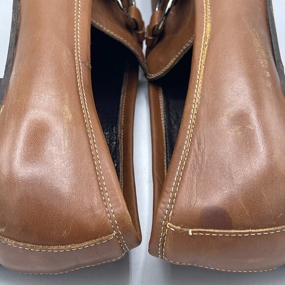 Coach Italy Leather Loafers Square Toe Buckle Brown 6.5B - Picture 9 of 12